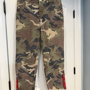 Veronica Beard Camouflage Pants with Red Accents